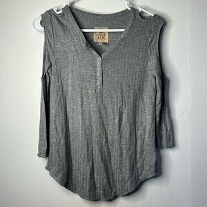 Chaser Thermal 3/4 Sleeve Cold Shoulder Henley XS NEW